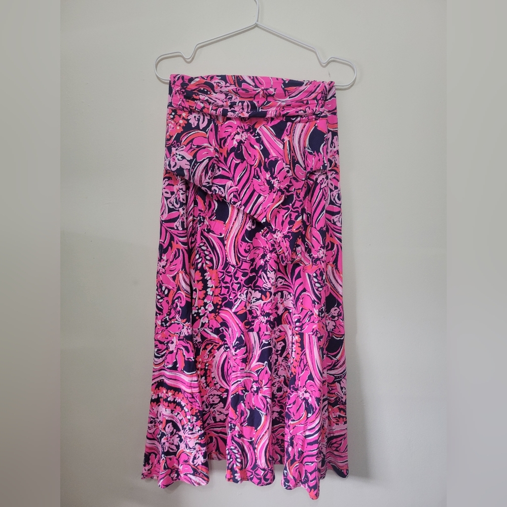 Lilly Pulitzer Pink and Navy One Shoulder Dress